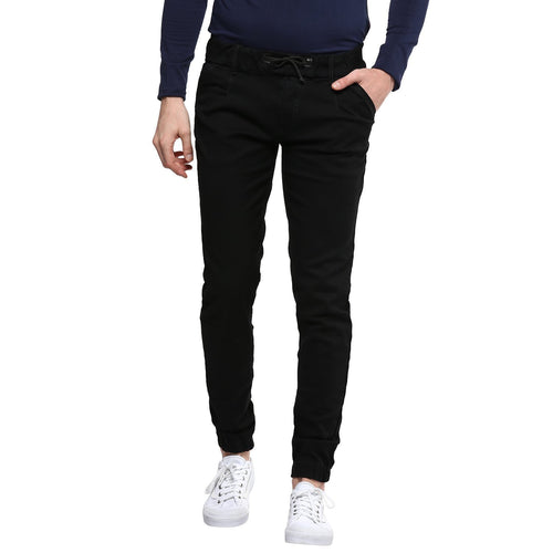 Urbano Fashion Men's Black Slim Fit Stretch Jogger Jeans